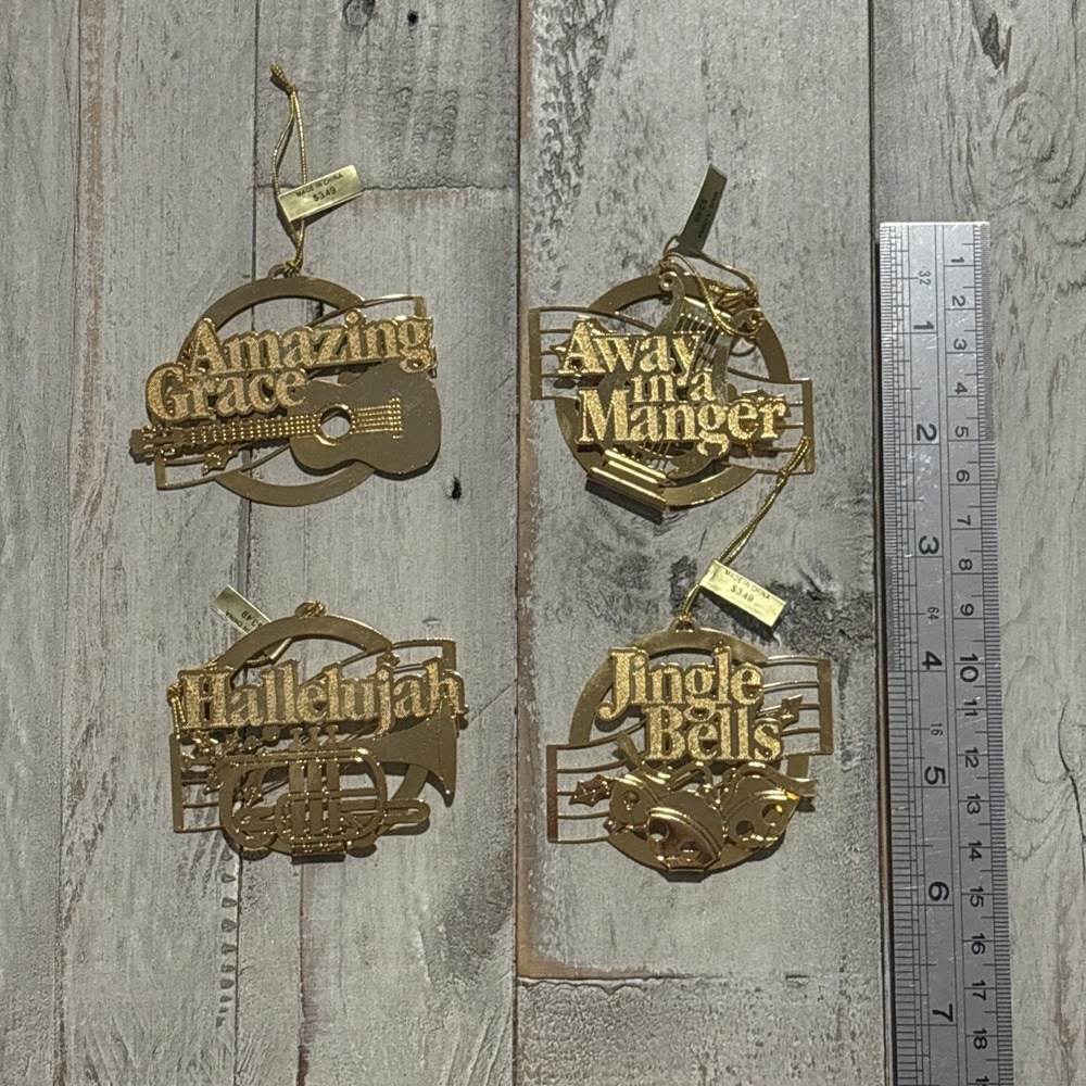 Hallmark 3-D Brass Christmas Song Ornaments 1988 Vintage, 4 Lot - NEW - Picture 5 of 11